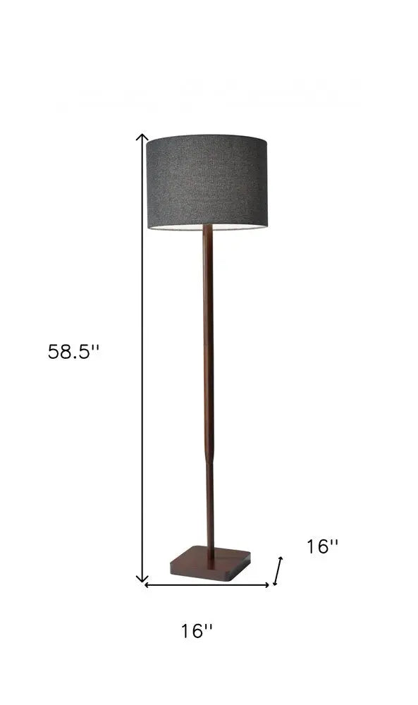 59" Natural Solid Wood Floor Lamp With White Linen Drum Shade HomeRoots