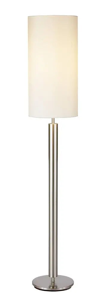 58" Silver Floor Lamp With White Fabric Drum Shade HomeRoots