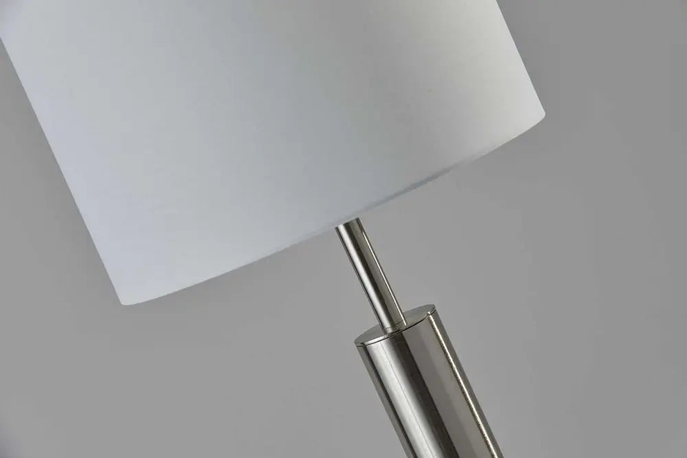 58" Silver Floor Lamp With White Fabric Drum Shade HomeRoots