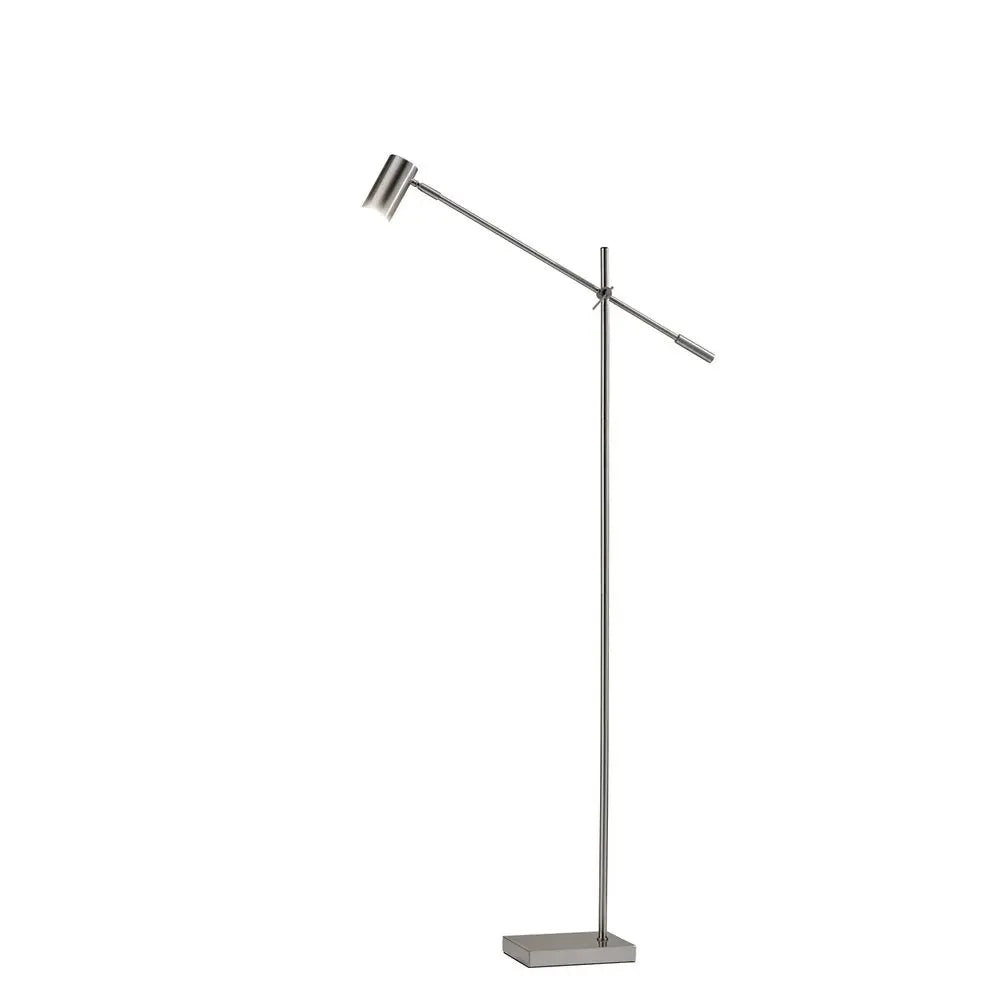 63" Black And Gold Adjustable LED Task Floor Lamp With Antiqued Brass Metal Cylinder Shade HomeRoots