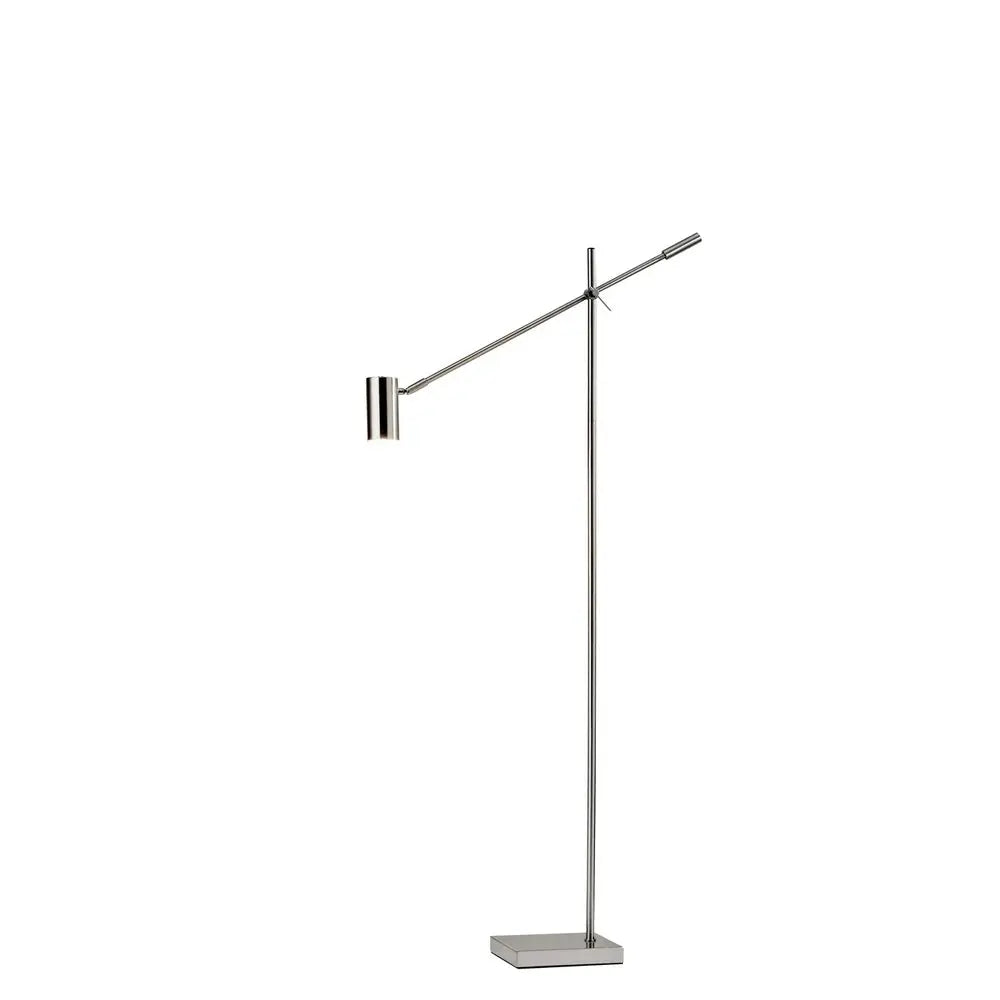 63" Black And Gold Adjustable LED Task Floor Lamp With Antiqued Brass Metal Cylinder Shade HomeRoots