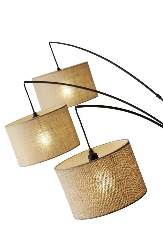 74" Silver Three Light Tree Floor Lamp With White Linen Drum Shade HomeRoots