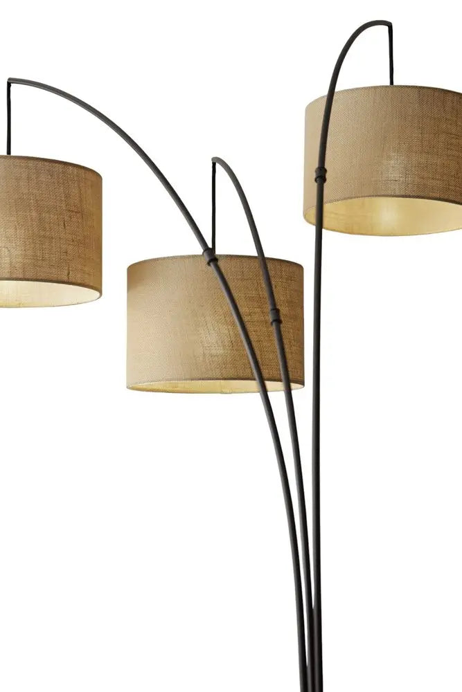 74" Silver Three Light Tree Floor Lamp With White Linen Drum Shade HomeRoots