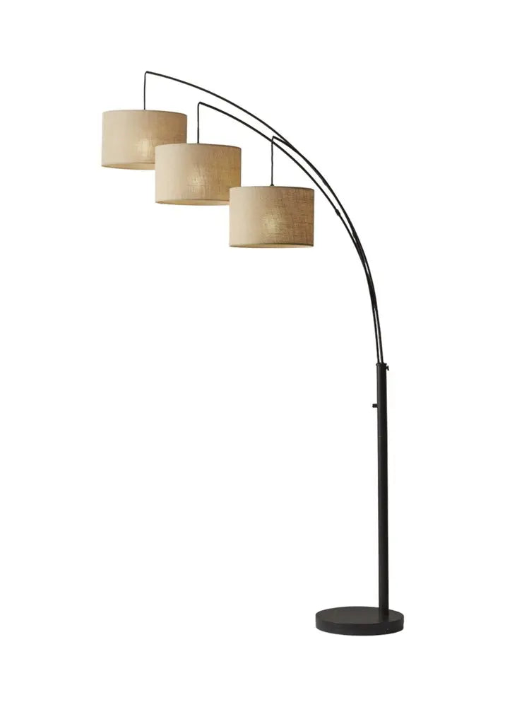 74" Silver Three Light Tree Floor Lamp With White Linen Drum Shade HomeRoots