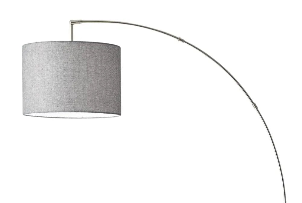 74" Silver Metal Arched Floor Lamp With Gray Linen Drum Shade HomeRoots