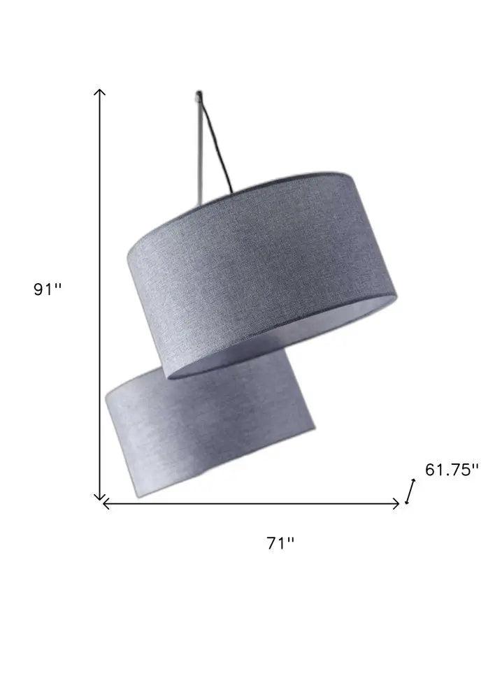 91" Silver Three Light Tree Floor Lamp With Gray Linen Drum Shade HomeRoots