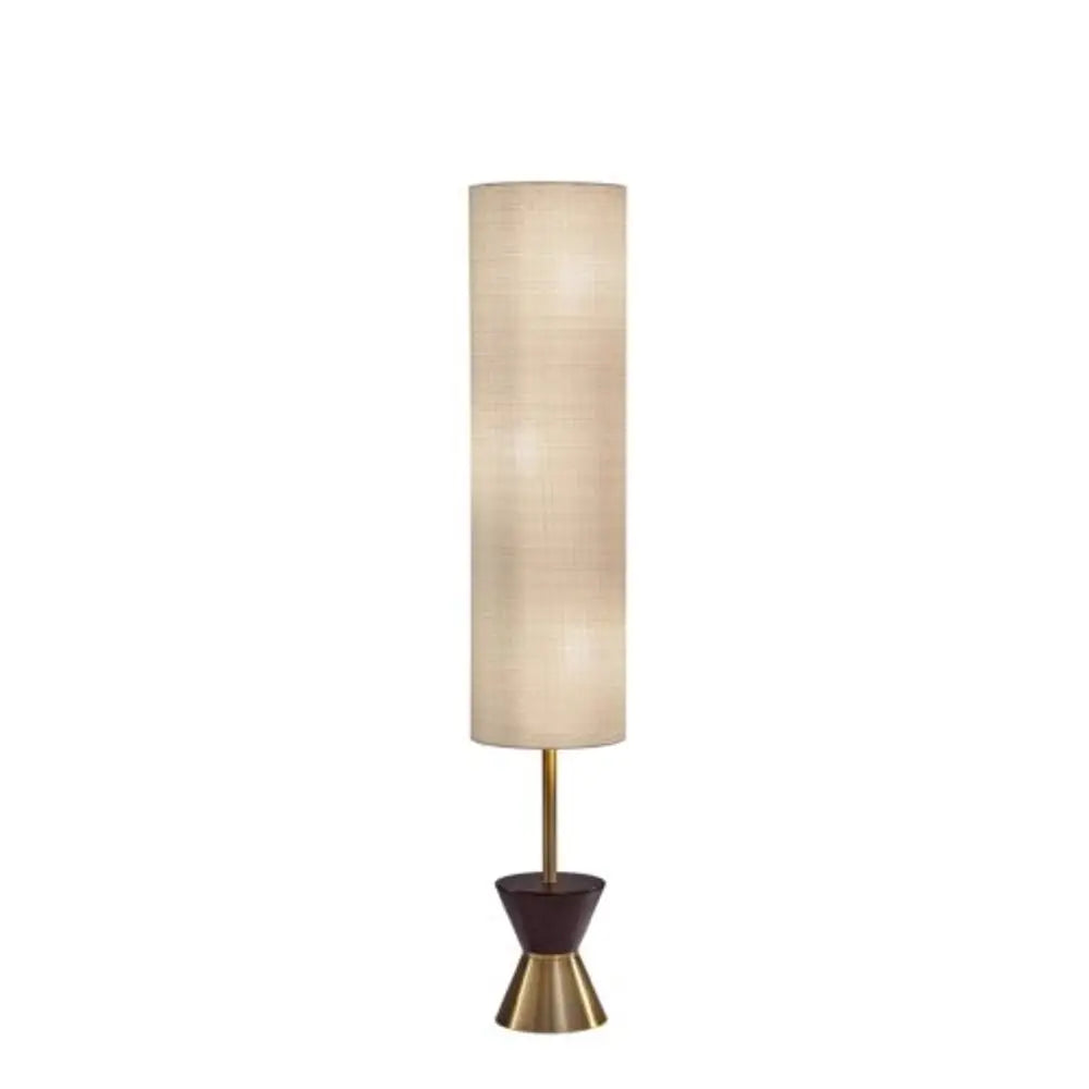 59" Brass Column With Beige Fabric Shade HomeRoots