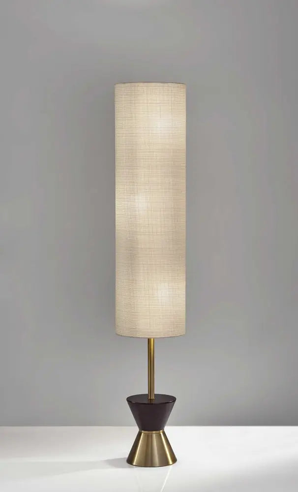 59" Brass Column With Beige Fabric Shade HomeRoots