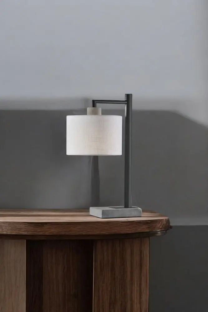 23" Gray Metal Novelty Table Lamp With White Empire Shade HomeRoots