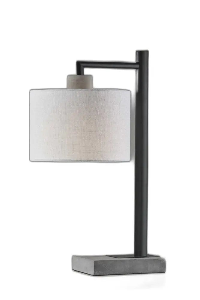 23" Gray Metal Novelty Table Lamp With White Empire Shade HomeRoots