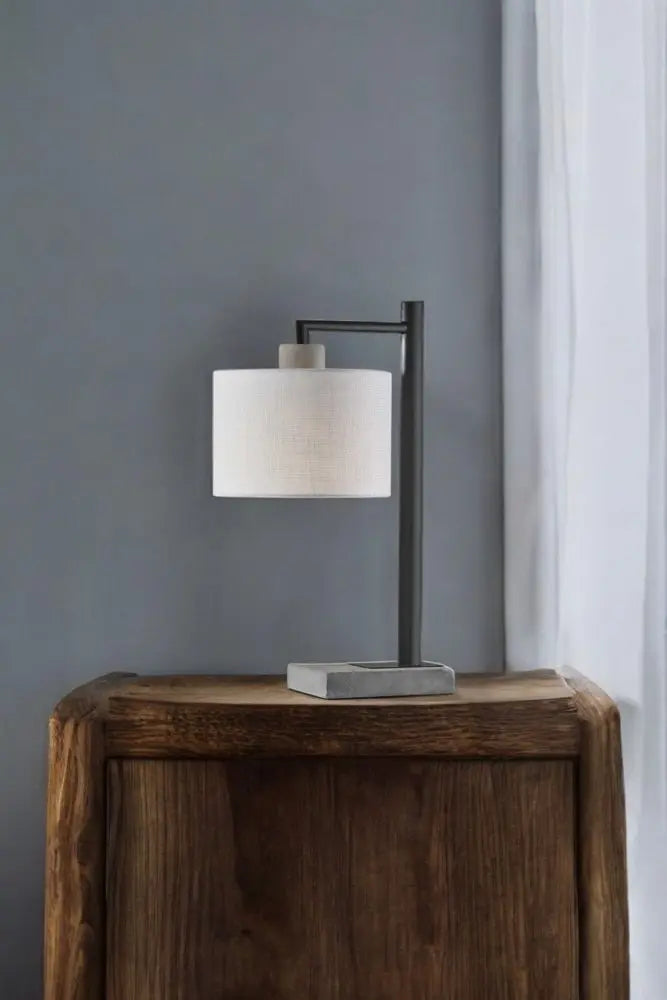 23" Gray Metal Novelty Table Lamp With White Empire Shade HomeRoots