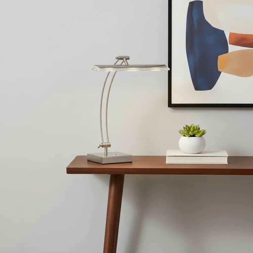 19" Silver Metal Bankers Lamp HomeRoots