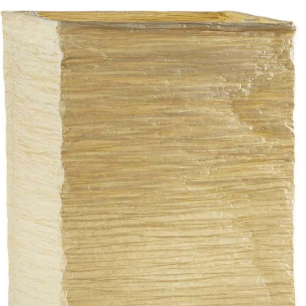 25" Natural Solid Wood And Silver Metal Table Lamp Beige Paper Shade HomeRoots