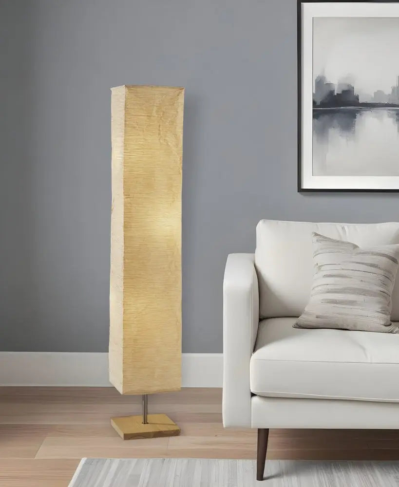 58" Natural Column Floor Lamp With Natural Paper Shade HomeRoots