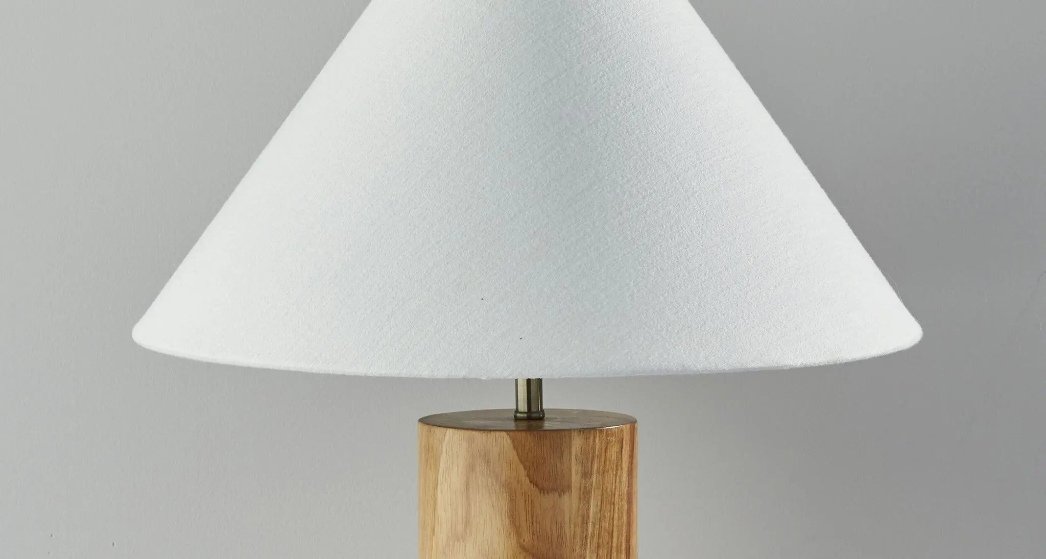 26" Natural Solid Wood Cylinder Table Lamp With White Cone Shade HomeRoots