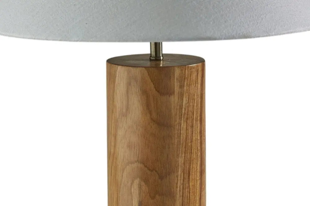 26" Natural Solid Wood Cylinder Table Lamp With White Cone Shade HomeRoots