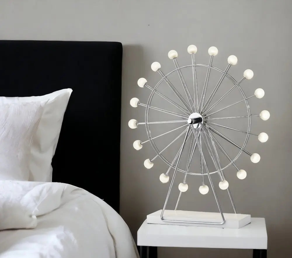 22" Off White Metal Multi Light Bedside LED Table Lamp With Off White Globe Shade HomeRoots
