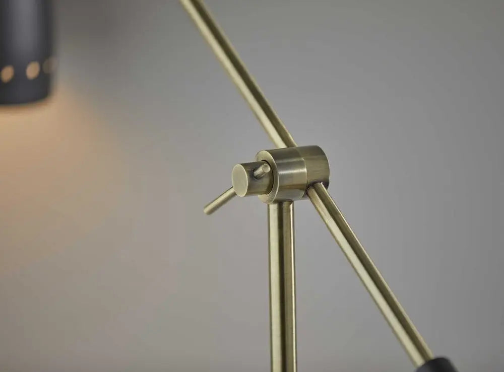 32" Black And Gold Metal Desk Lamp With Cinched Cone Shade HomeRoots