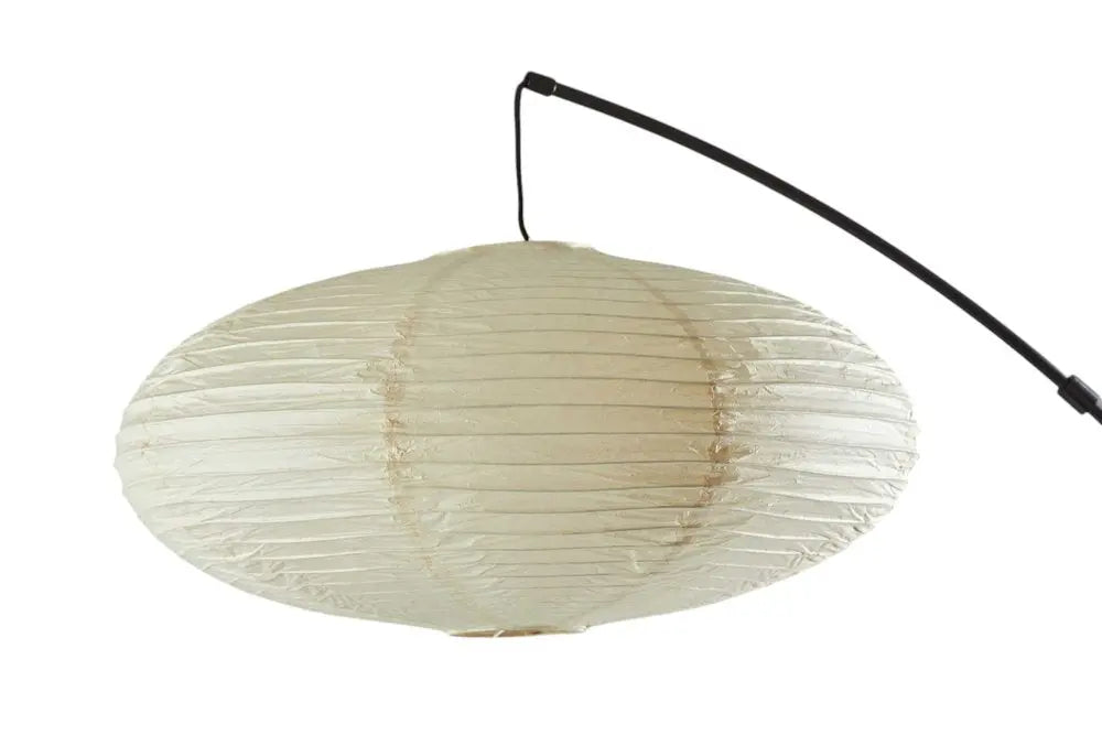 80" Beige And Black Arc Floor Lamp With Beige Paper Globe Shade HomeRoots