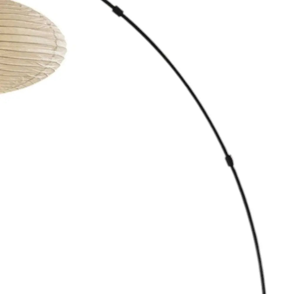 80" Beige And Black Arc Floor Lamp With Beige Paper Globe Shade HomeRoots