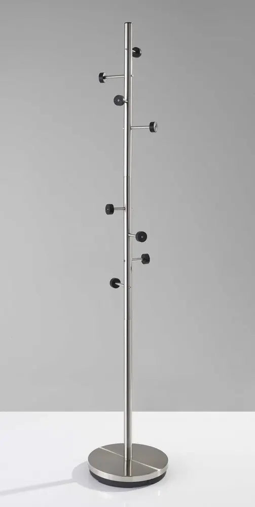 68" Brushed Steel Brushed Steel Coat Rack HomeRoots
