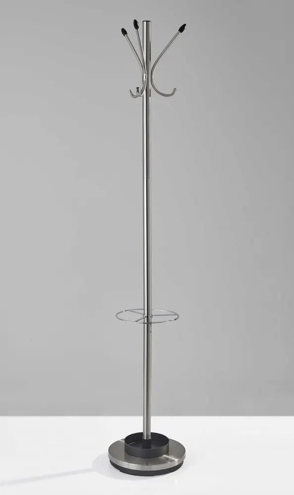 13" X 68" Brushed Steel Brushed Steel Stand  Coat Rack HomeRoots
