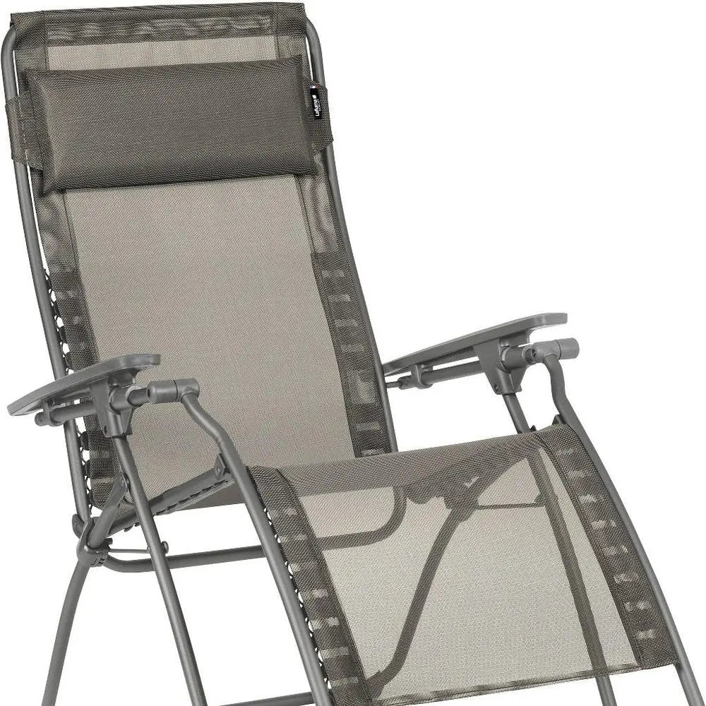 28" Graphite Metal Outdoor Zero Gravity Chair with Graphite Cushion HomeRoots