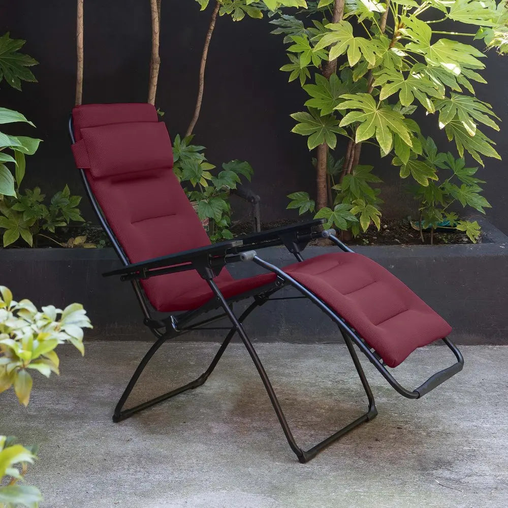 28" Red Steel Outdoor Zero Gravity Chair with Red Cushion HomeRoots