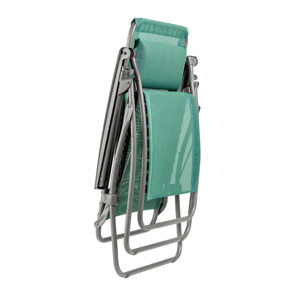 27" Green Metal Outdoor Zero Gravity Chair with Green Cushion HomeRoots