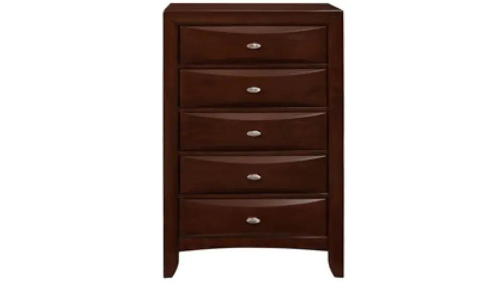 32" Espresso Solid Wood Five Drawer Chest HomeRoots