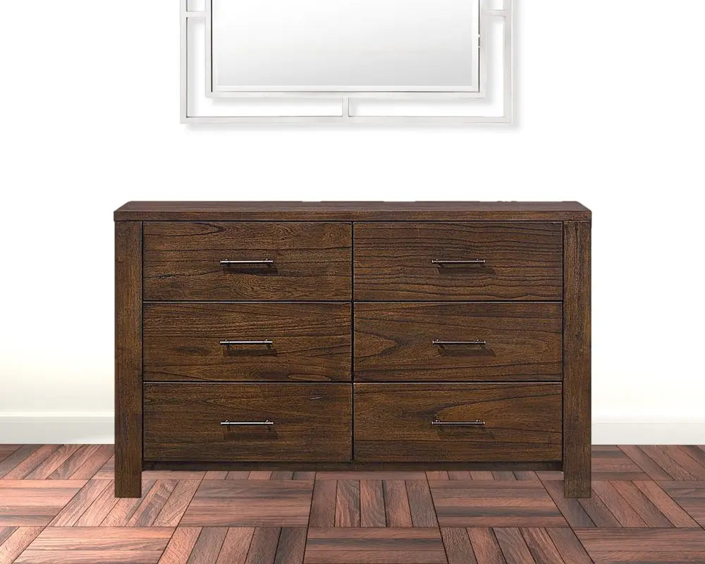 59" Brown Metal Six Drawer Dresser HomeRoots