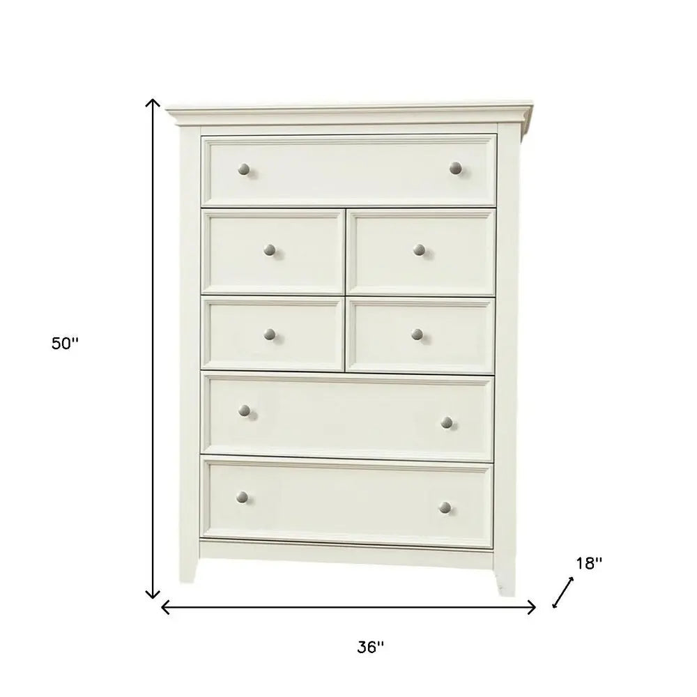 36" White Solid Wood Seven Drawer Dresser HomeRoots