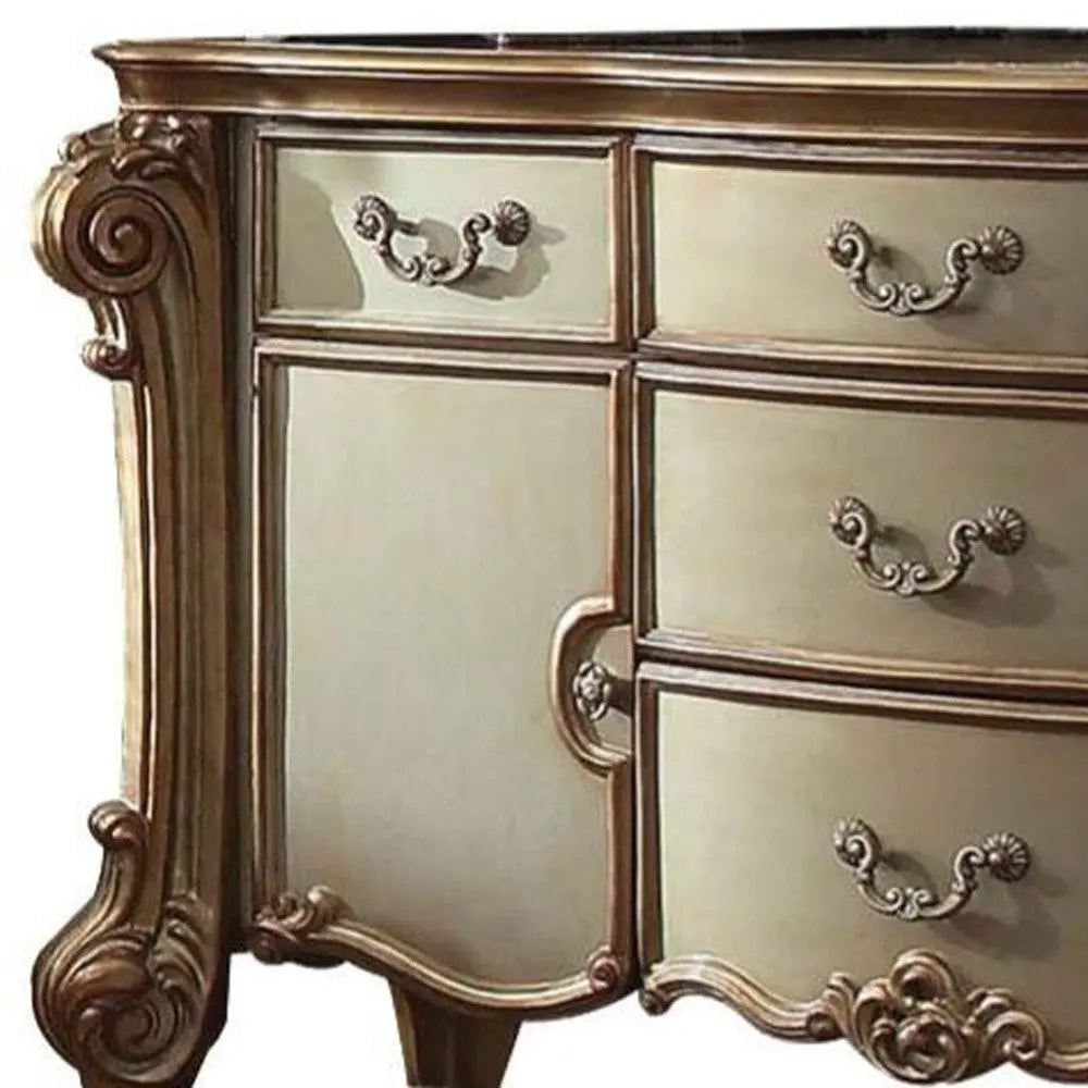 71" Gold Solid Wood Dresser HomeRoots