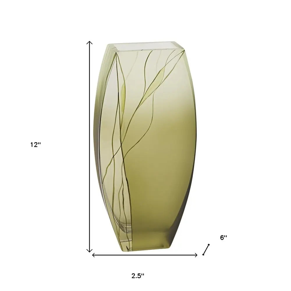 12" Green Abstract Lead Free Crystal Table Vase HomeRoots