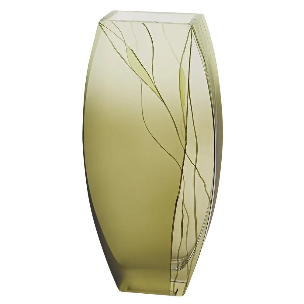 12" Green Abstract Lead Free Crystal Table Vase HomeRoots