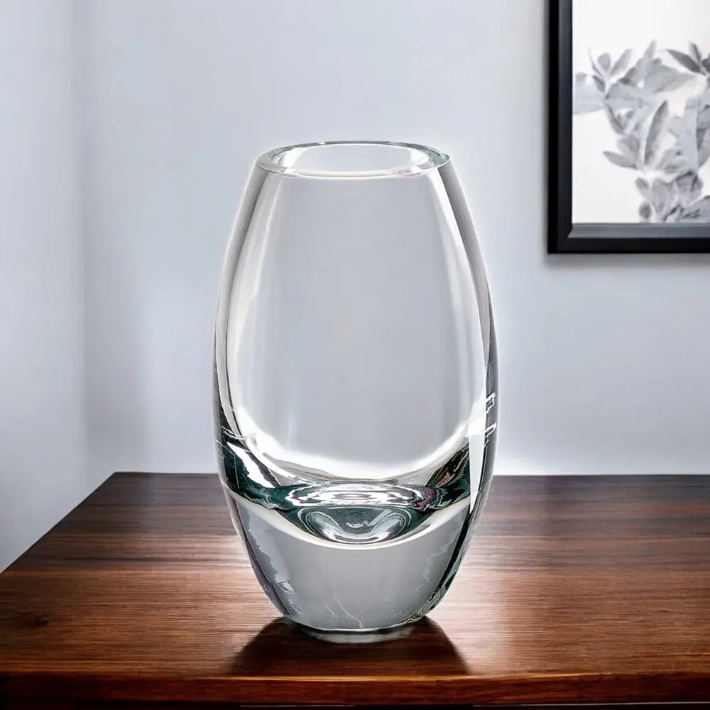 9" Clear Oval Lead Free Crystal Table Vase HomeRoots