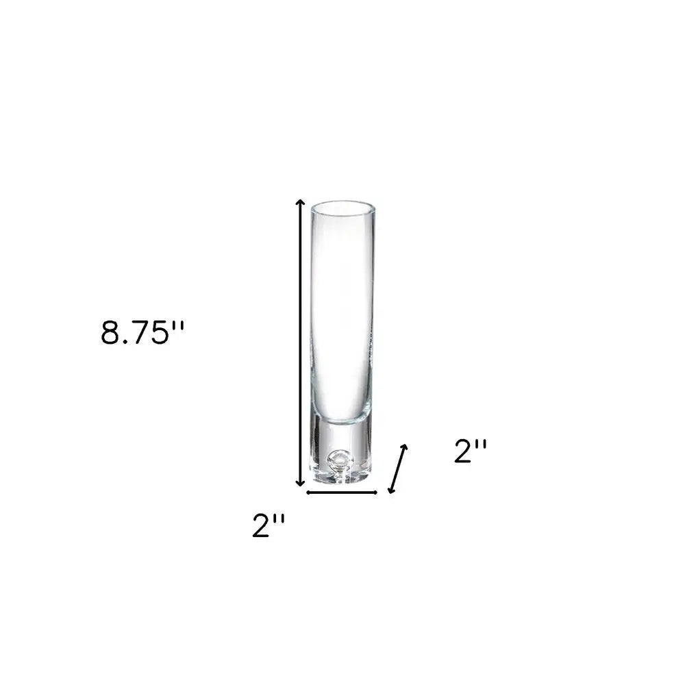 9" Clear Cylindrical Lead Free Crystal Bud Table Vase HomeRoots