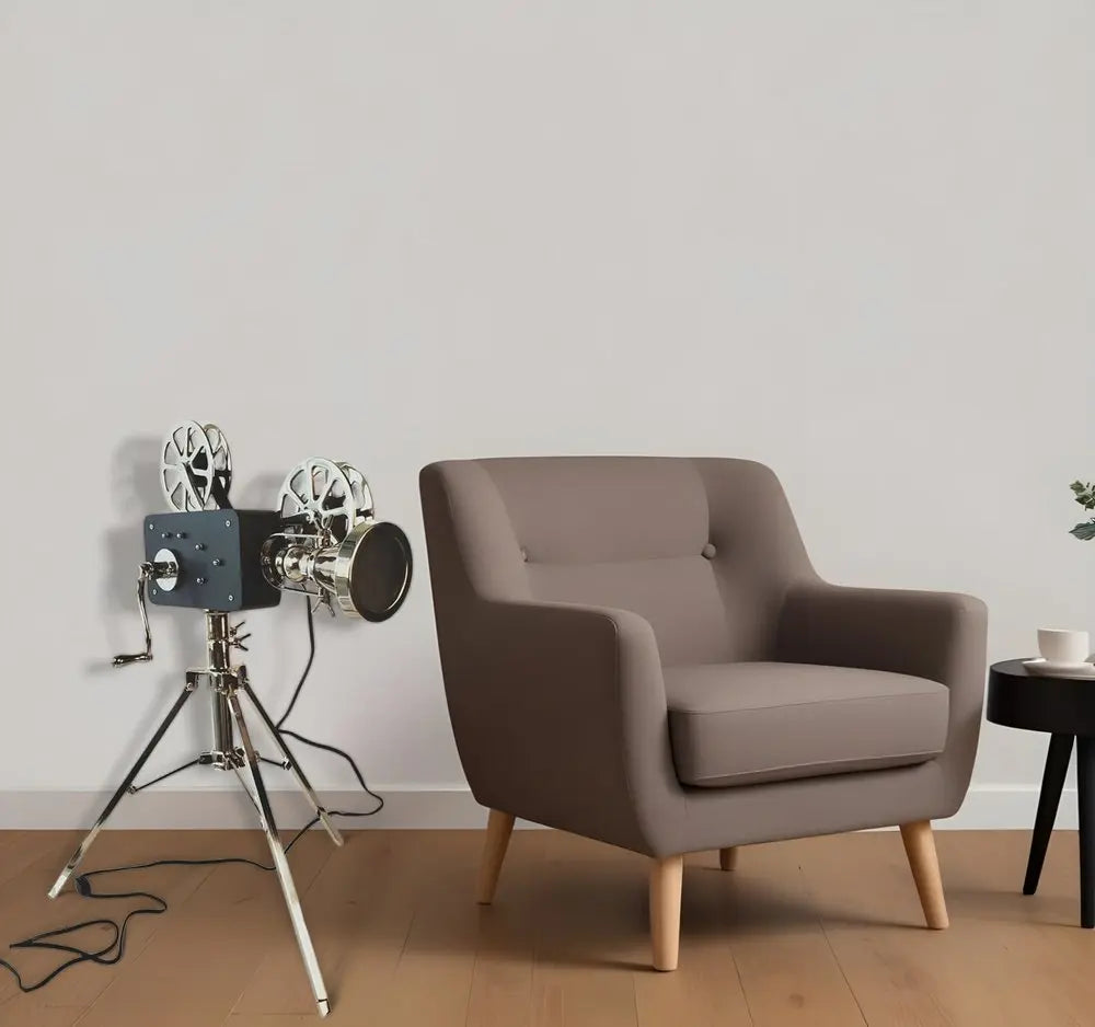 36" Black And Silver Tripod Floor Lamp With Metal Novelty Shade HomeRoots