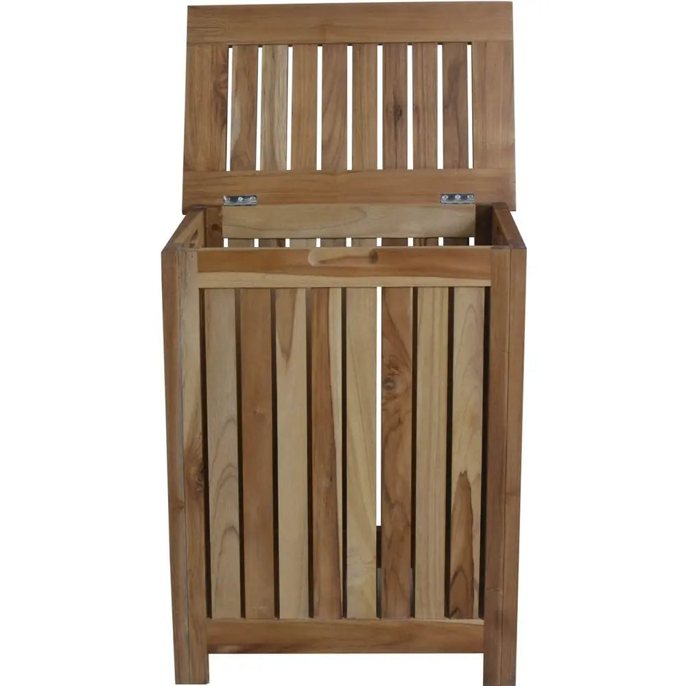 Compact Teak Laundy Storage With Removable Bag In Natural Finish HomeRoots