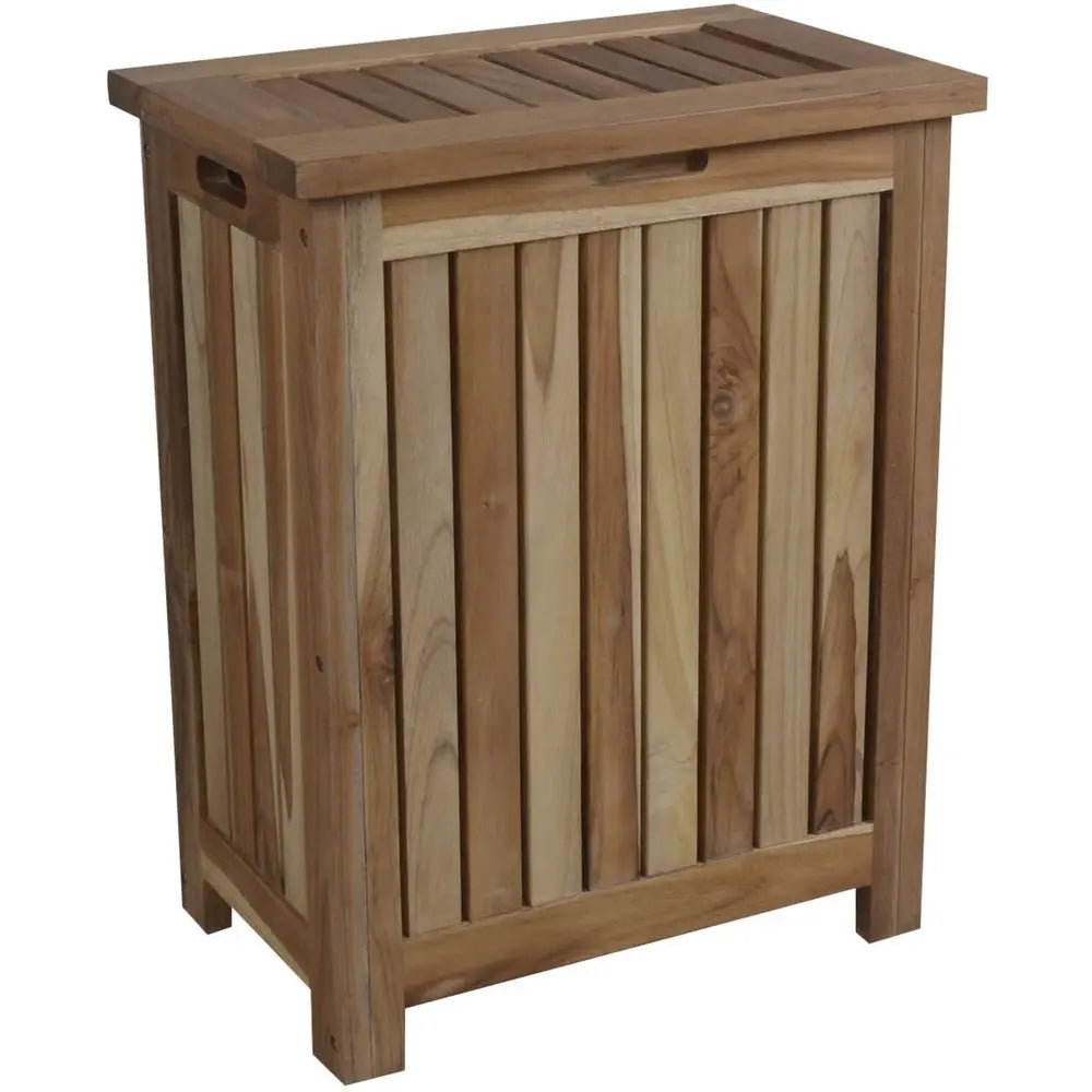Compact Teak Laundy Storage With Removable Bag In Natural Finish HomeRoots