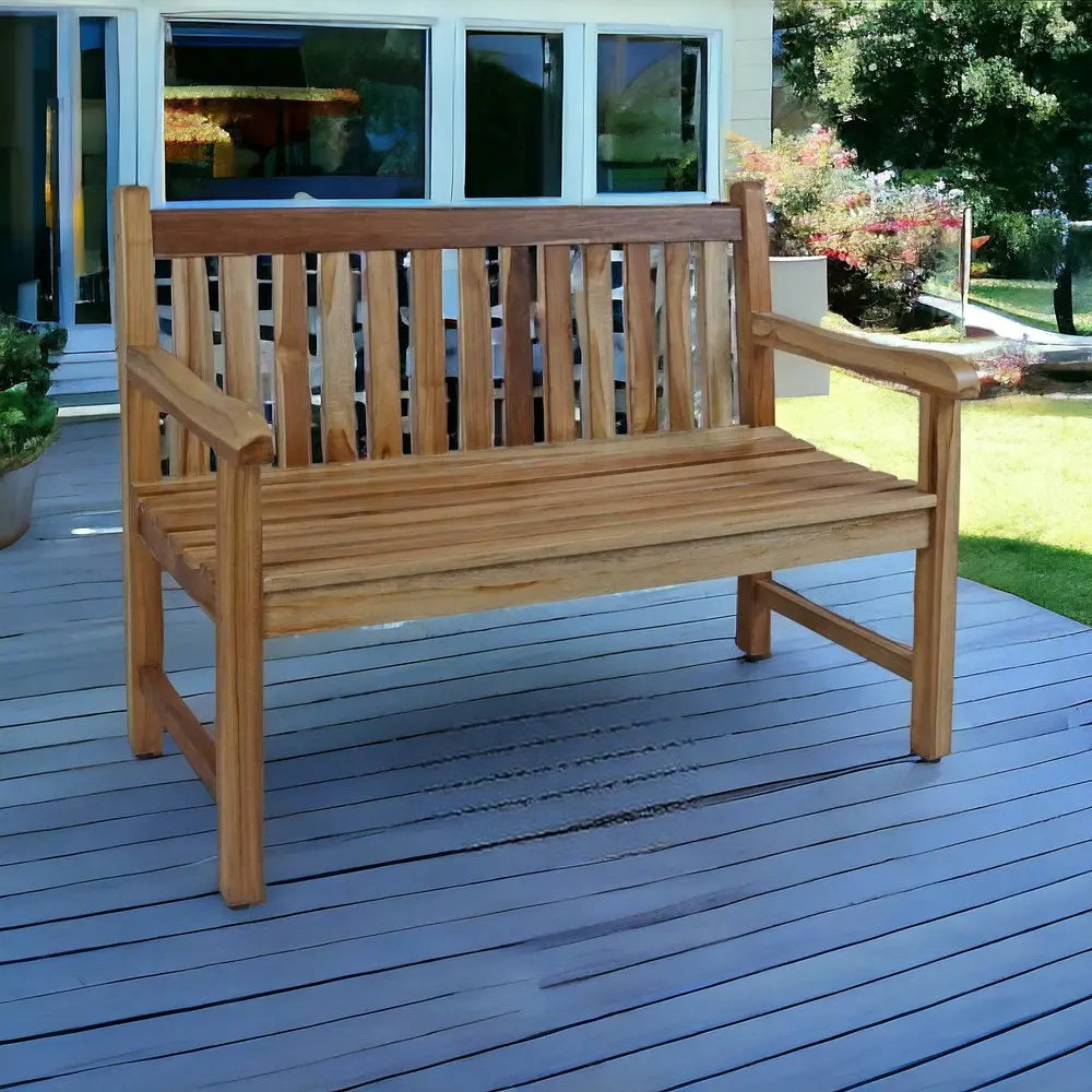 26" Natural Teak Solid Wood Garden Bench HomeRoots