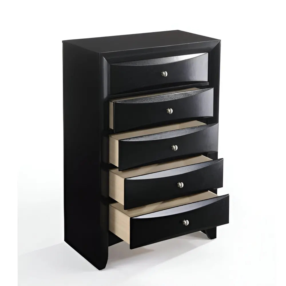32" Black Solid Wood Five Drawer Standard Chest HomeRoots