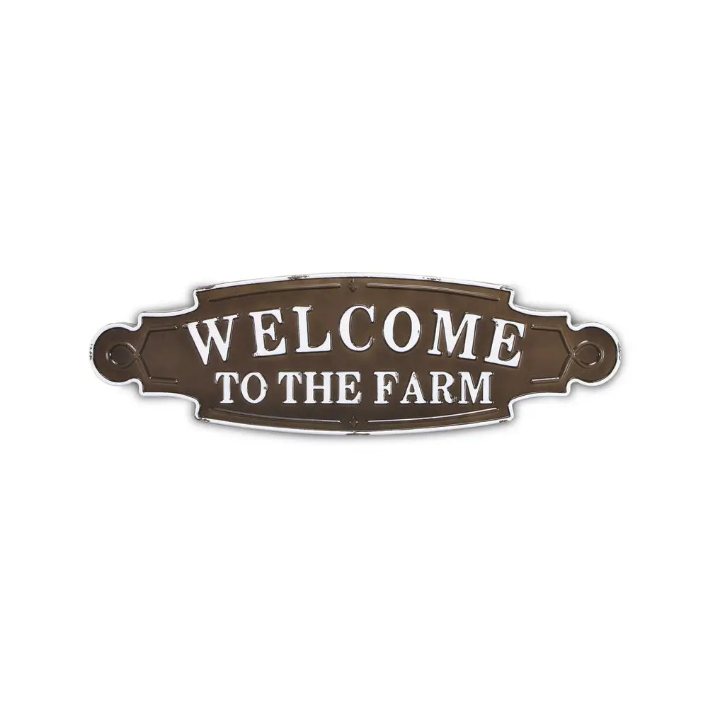 Welcome To The Farm Lacquered Black And White Metal Wall Art HomeRoots