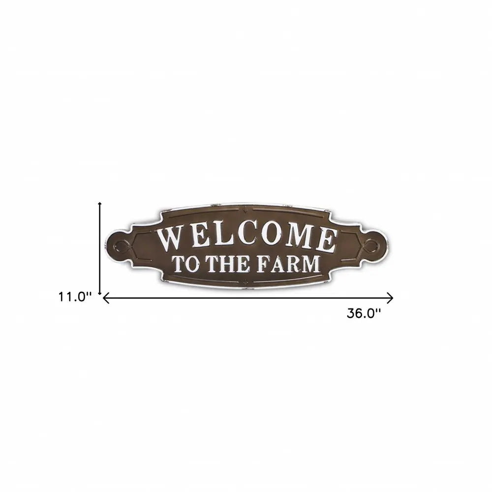 Welcome To The Farm Lacquered Black And White Metal Wall Art HomeRoots