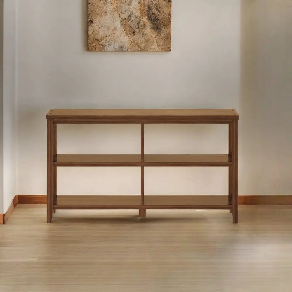 Brown Solid Wood Double Bookcase HomeRoots