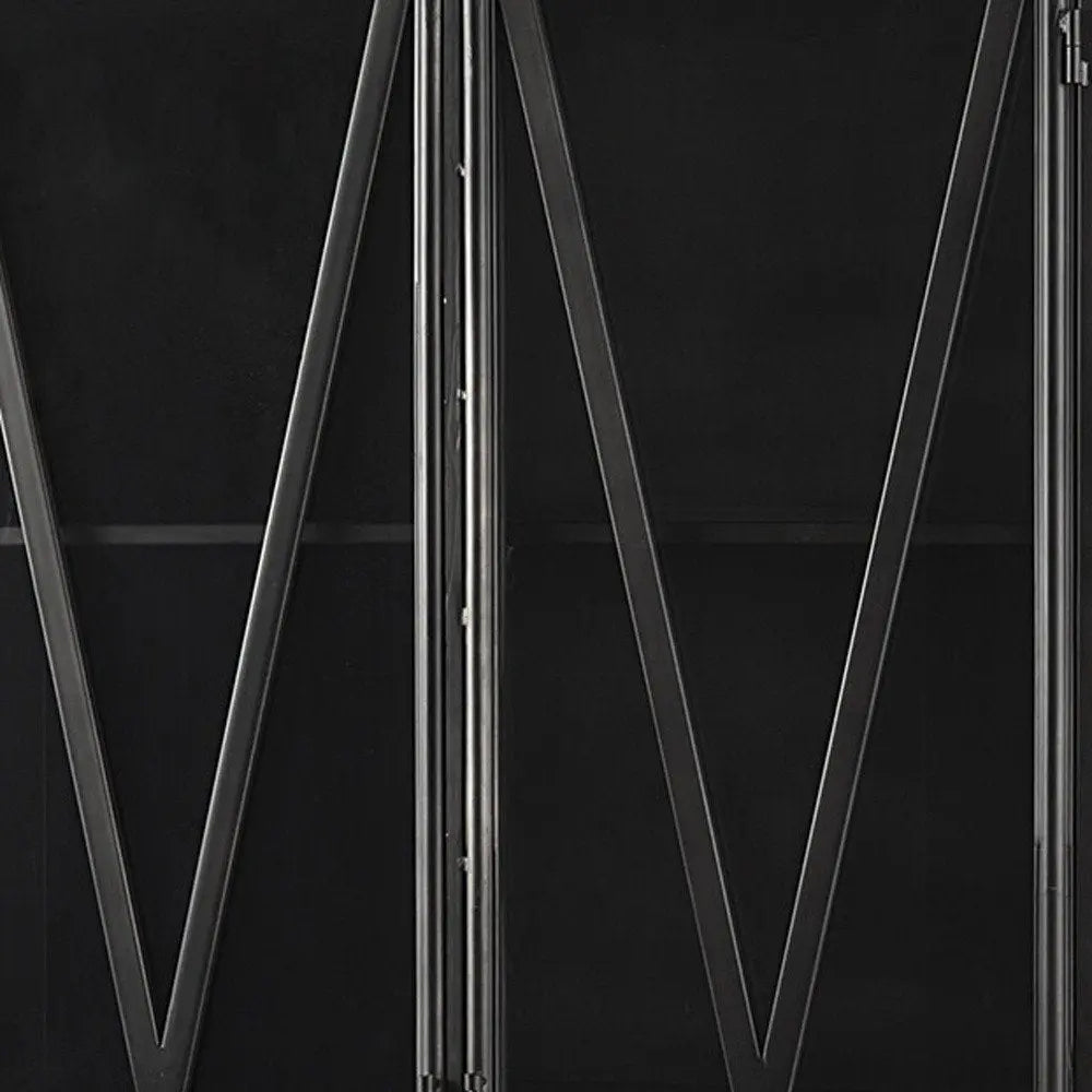 38" Black Glass and Metal Display Cabinet With Two Doors - NOBLE HOME INTERIORS