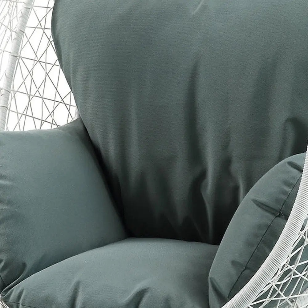 38" Black Metal Swing Chair With Beige Cushion - NOBLE HOME INTERIORS