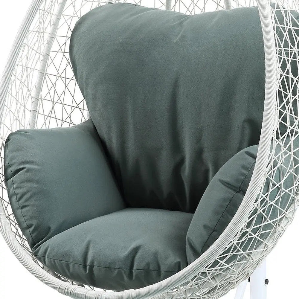 38" Black Metal Swing Chair With Beige Cushion - NOBLE HOME INTERIORS