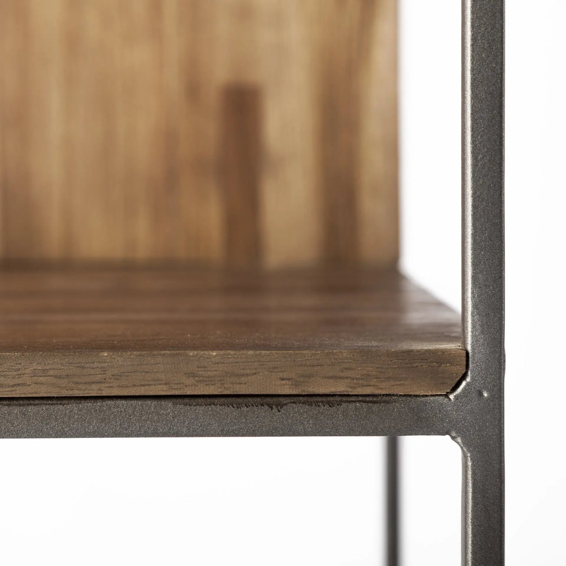 71" Brown And Silver Metal and Wood Four Tier Bookcase HomeRoots