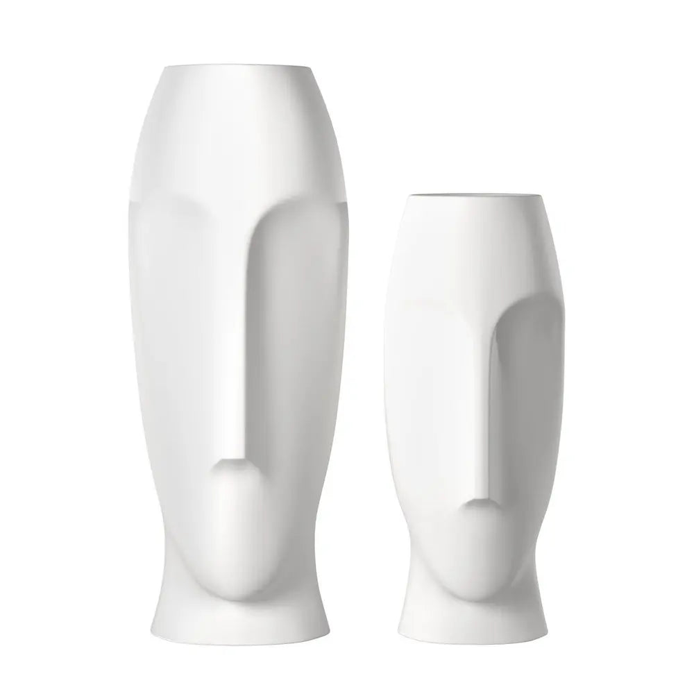 Set of Two Ceramic White Cylinder Table Vases HomeRoots